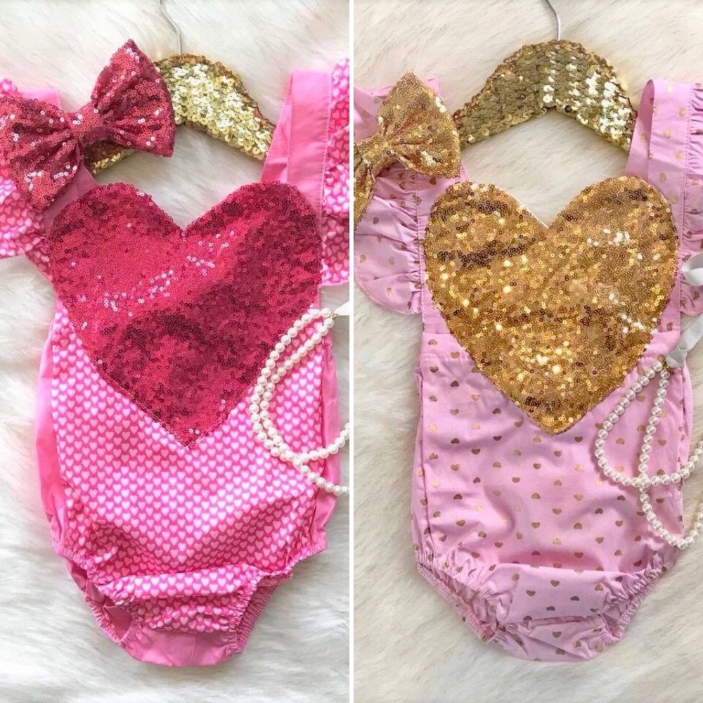 Pink heart romper.
